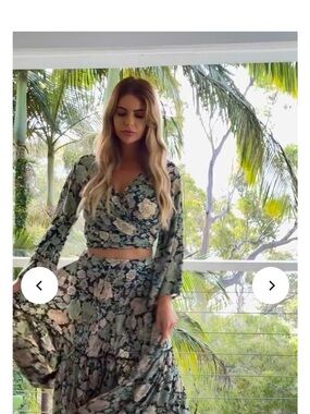 Floral Tiered Maxi Skirt in Sage Green